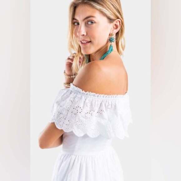 Blue Rain Francesca White Laney Off The Shoulder Dress size M - Picture 2 of 9